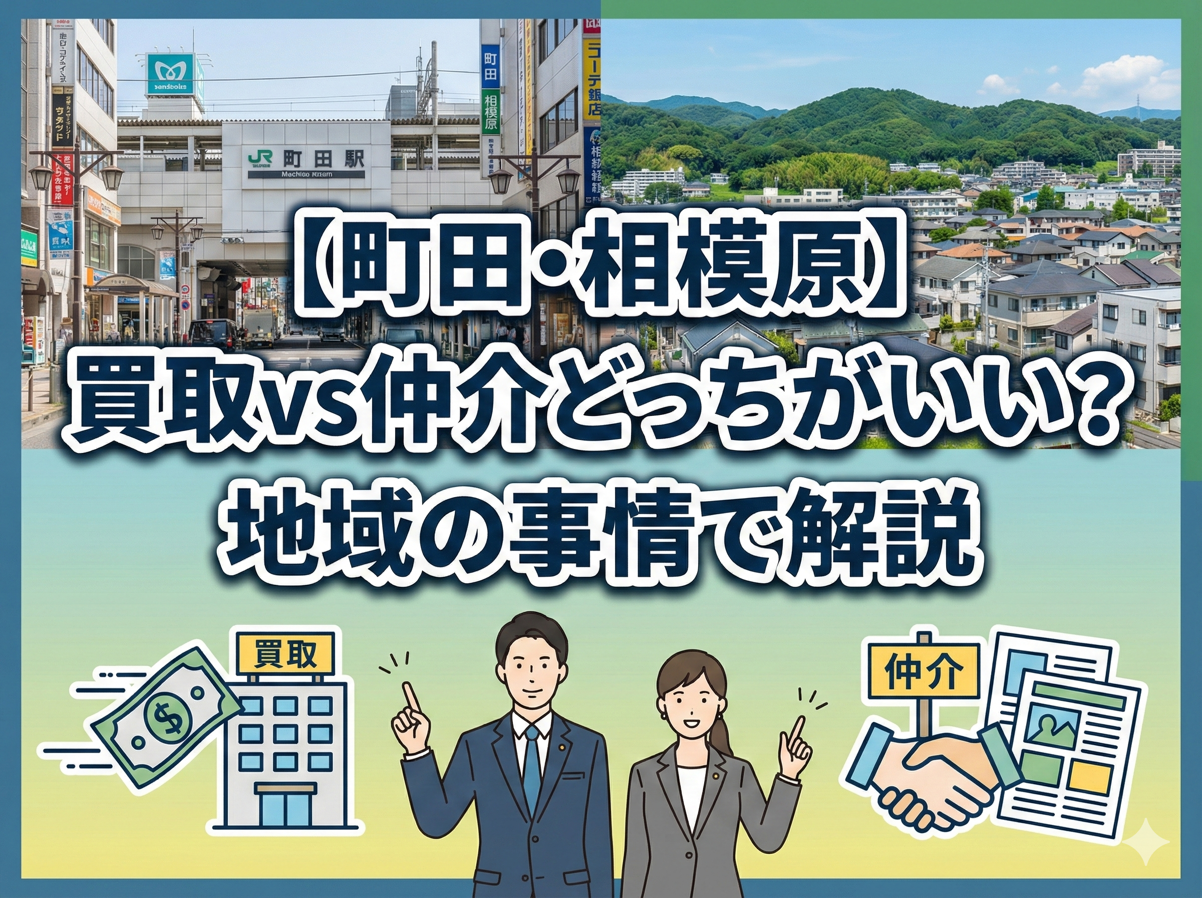 町田市・相模原市の不動産売却で買取と仲介を比較するイメージ