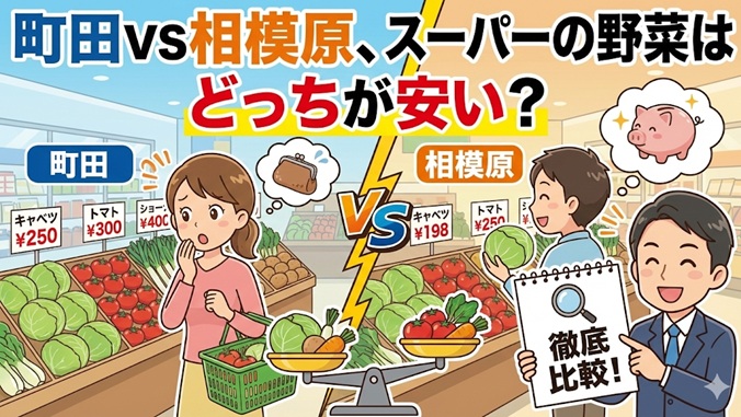 町田市と相模原市の物価を比較するイメージ