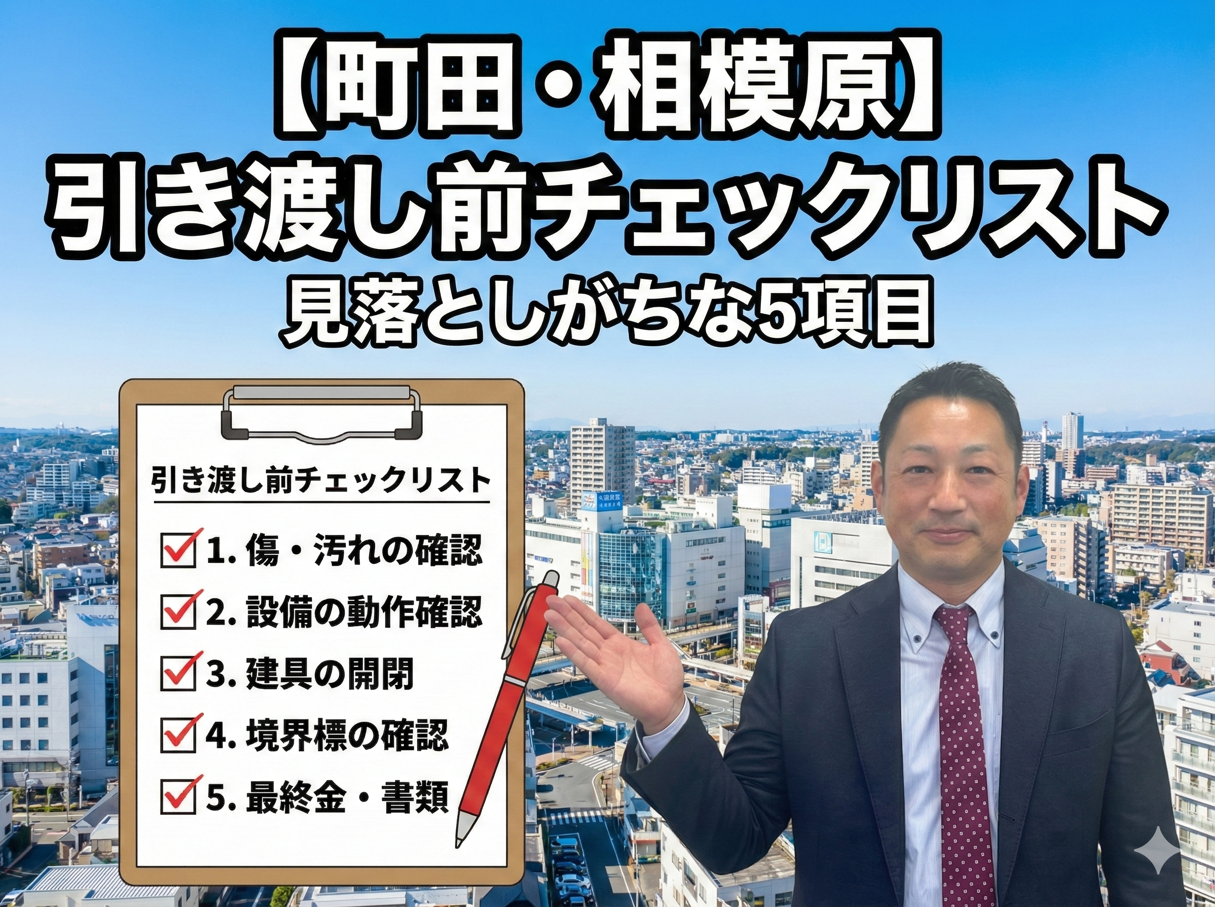 町田市・相模原市で引き渡し前のチェックを行うイメージ