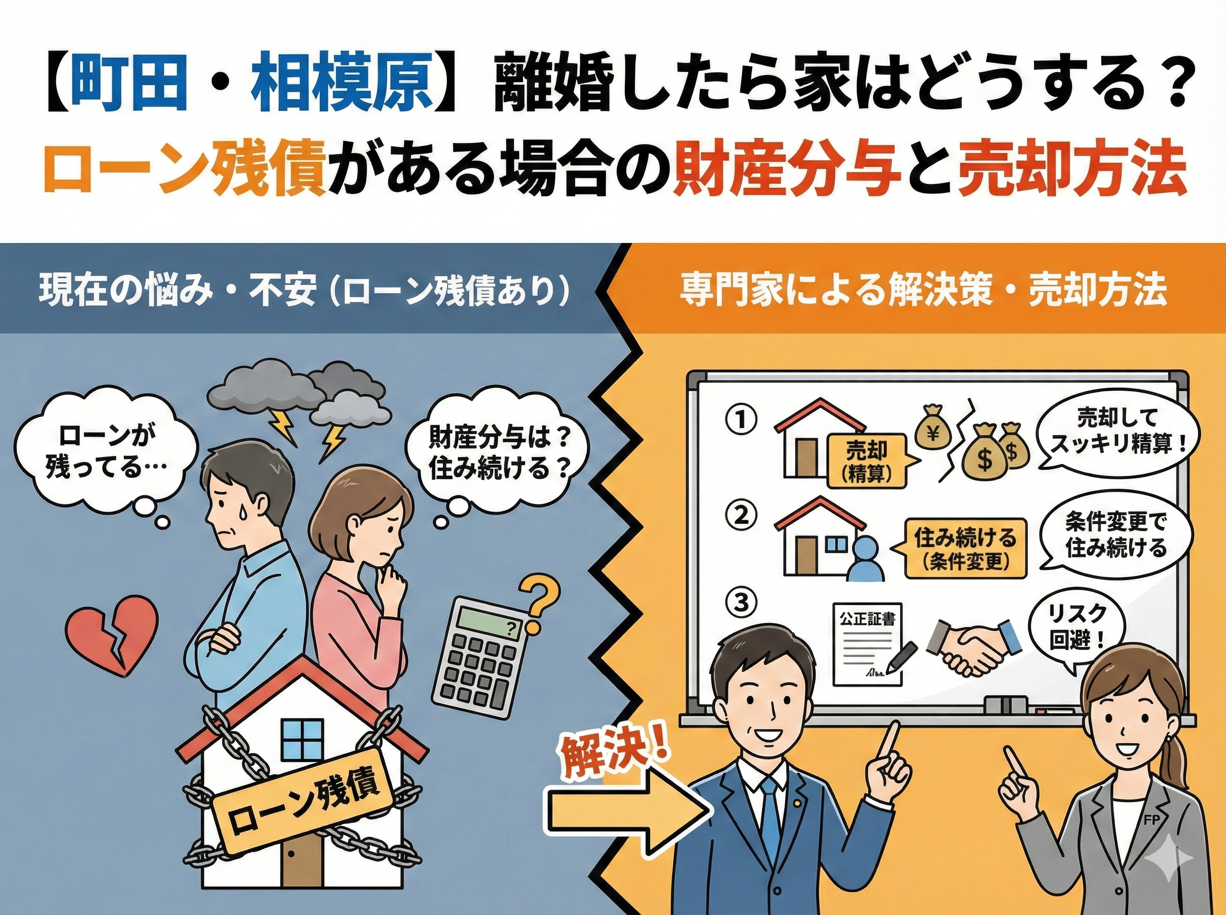 町田市・相模原市で離婚時の家の売却を検討するイメージ
